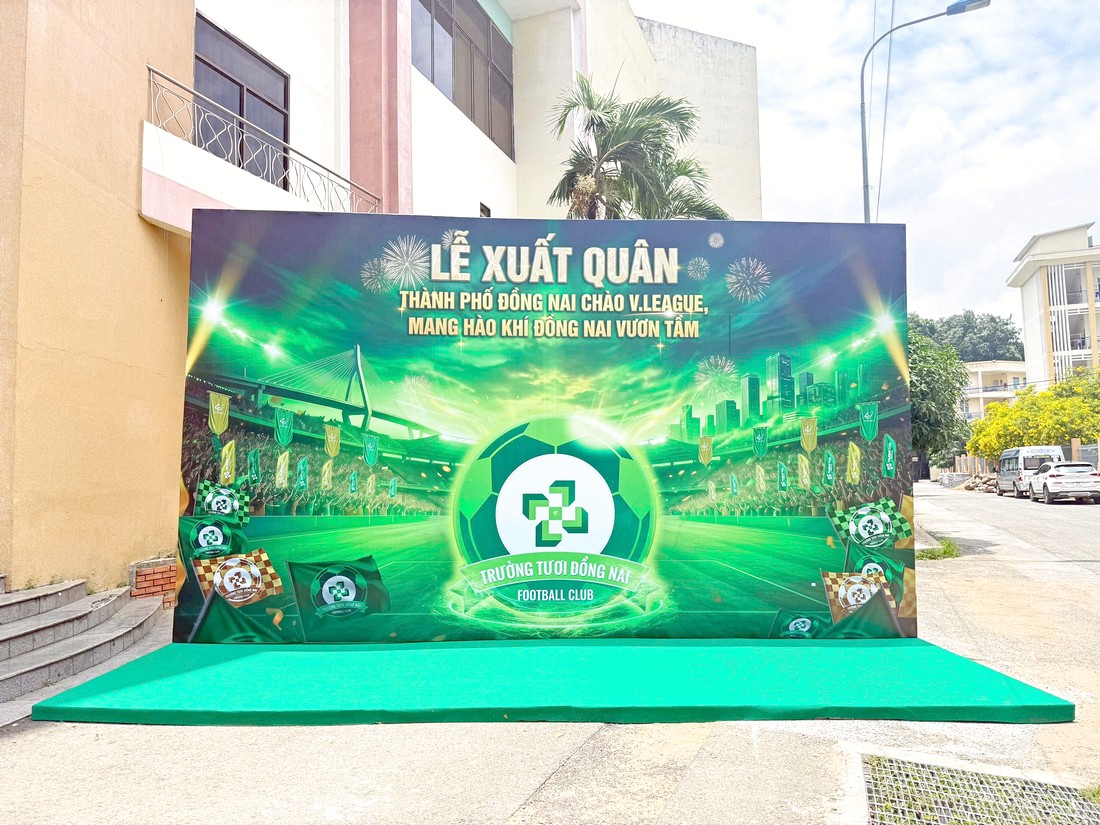 Backdrop check-in Lễ xuất quân Câu lạc bộ Trường Tươi Đồng Nai tham dự V.League.