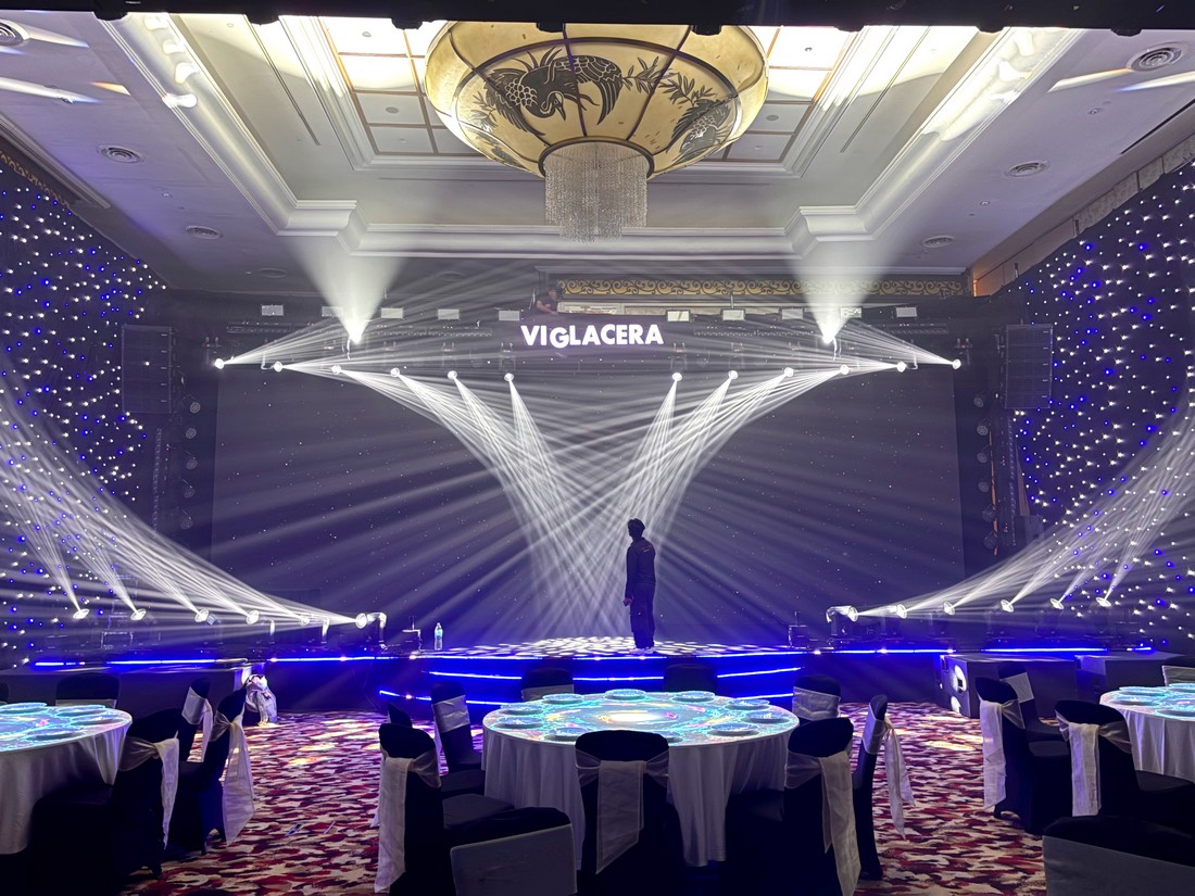 Hệ thống đèn beam tại Gala Dinner VIGSA 2026 Hồ Tràm