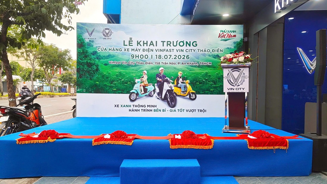 Sân khấu backdrop lễ khai trương VinFast Vin City