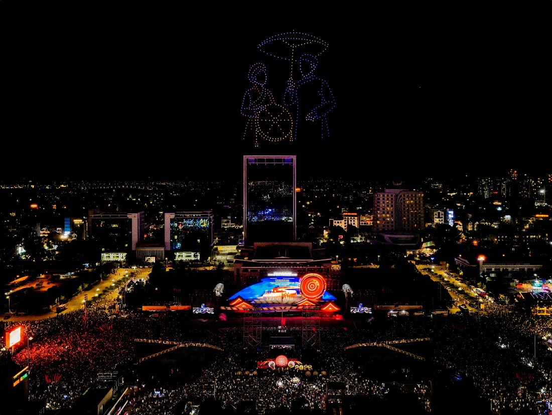 Màn trình diễn drone tại Festival về miền di sản Bắc Ninh 2026